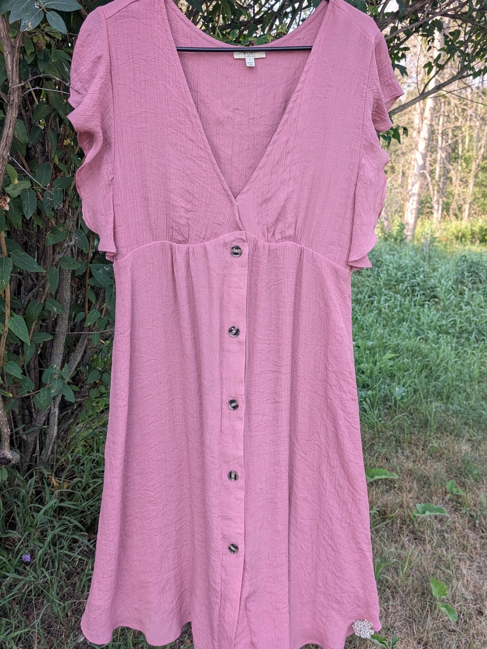 Kori Mauve Button-Front V-Neck Mini Dress